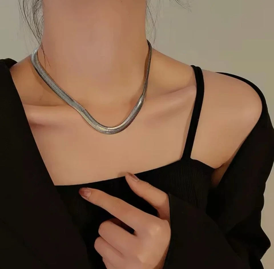 Çelik Modern Yilan Zincir Kolye