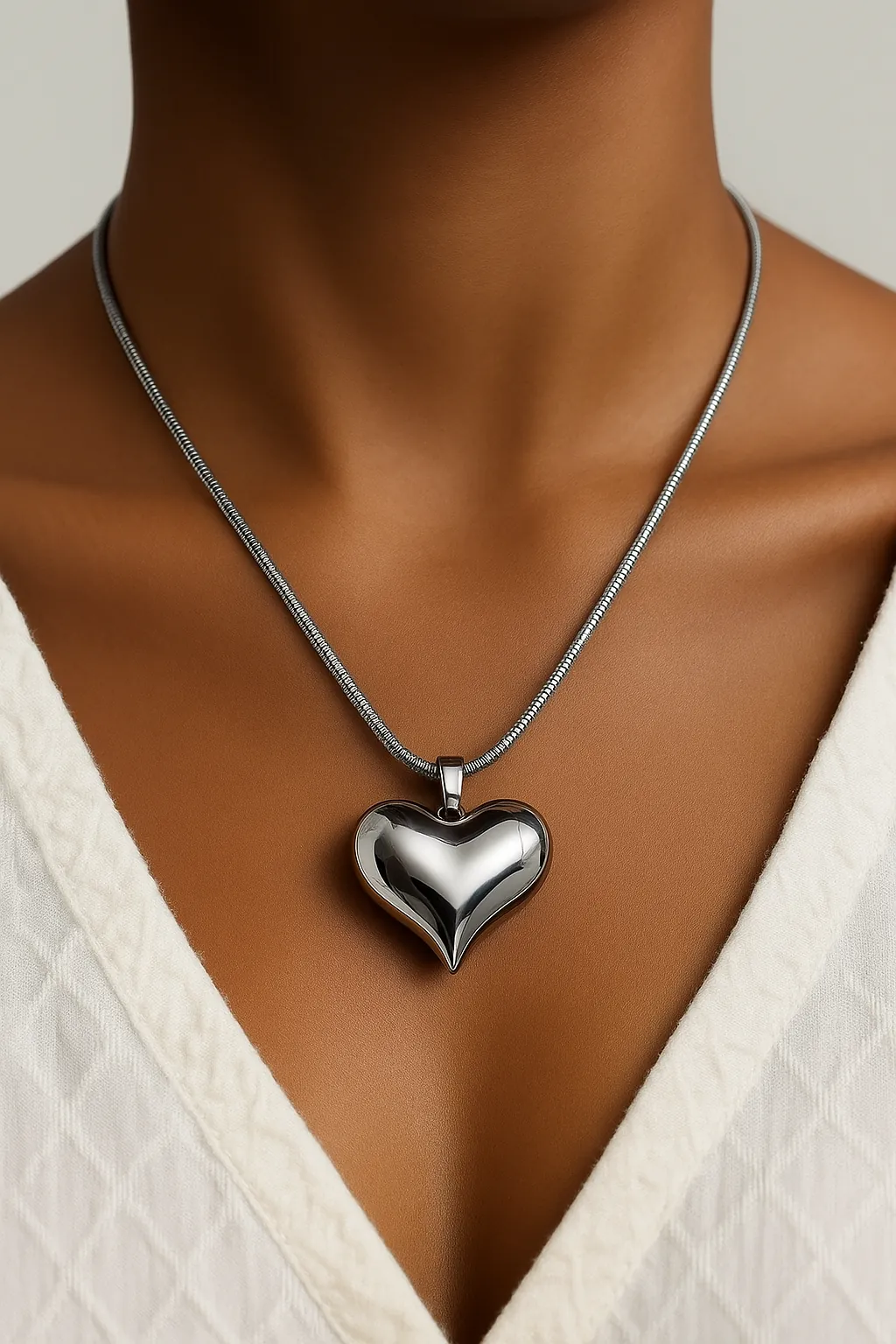 Çelik Dolgulu Kalp Model Sik Kolye