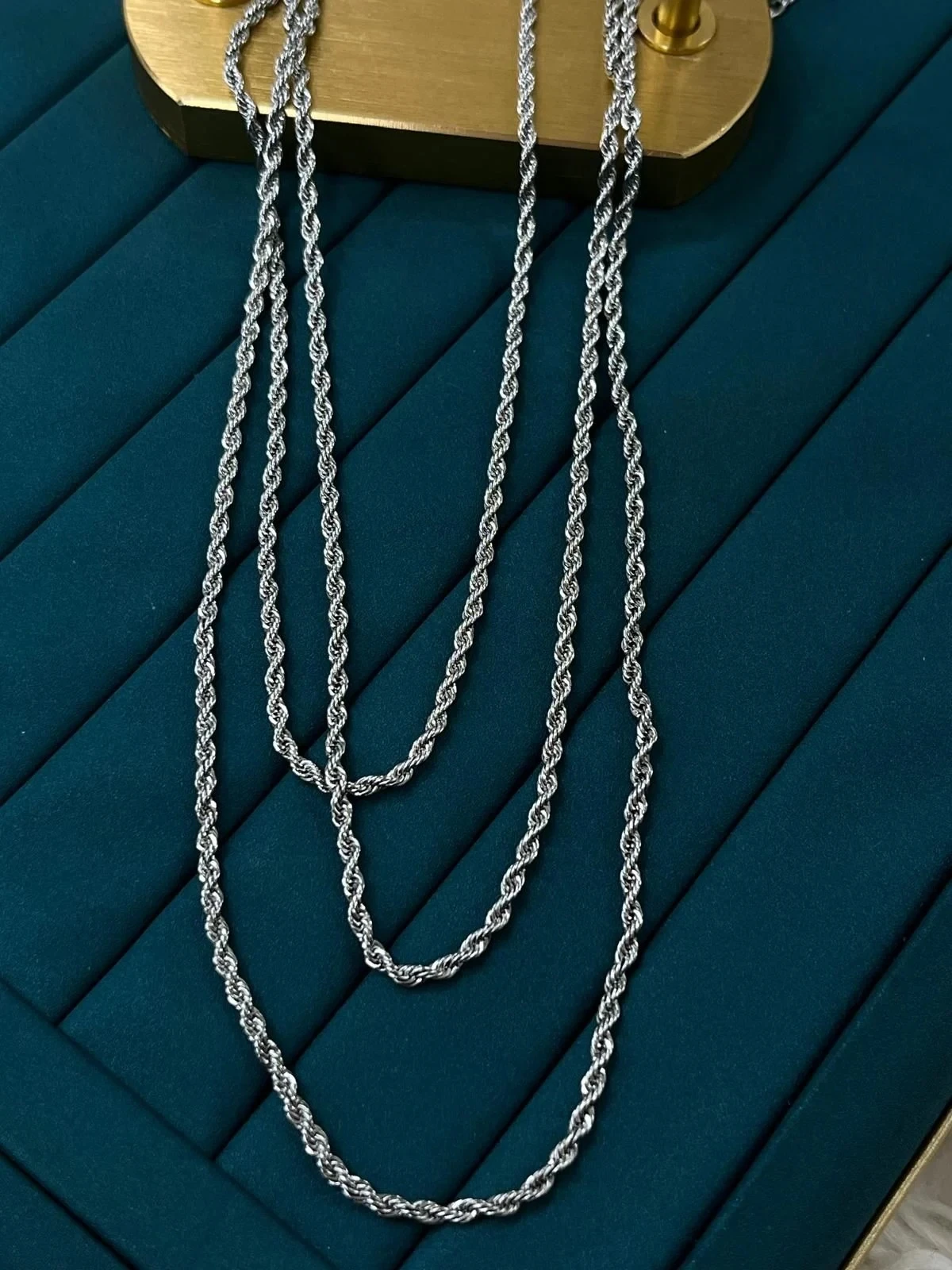 Çelik Çoklu Halat Burgu Zincir Kombin Kolye