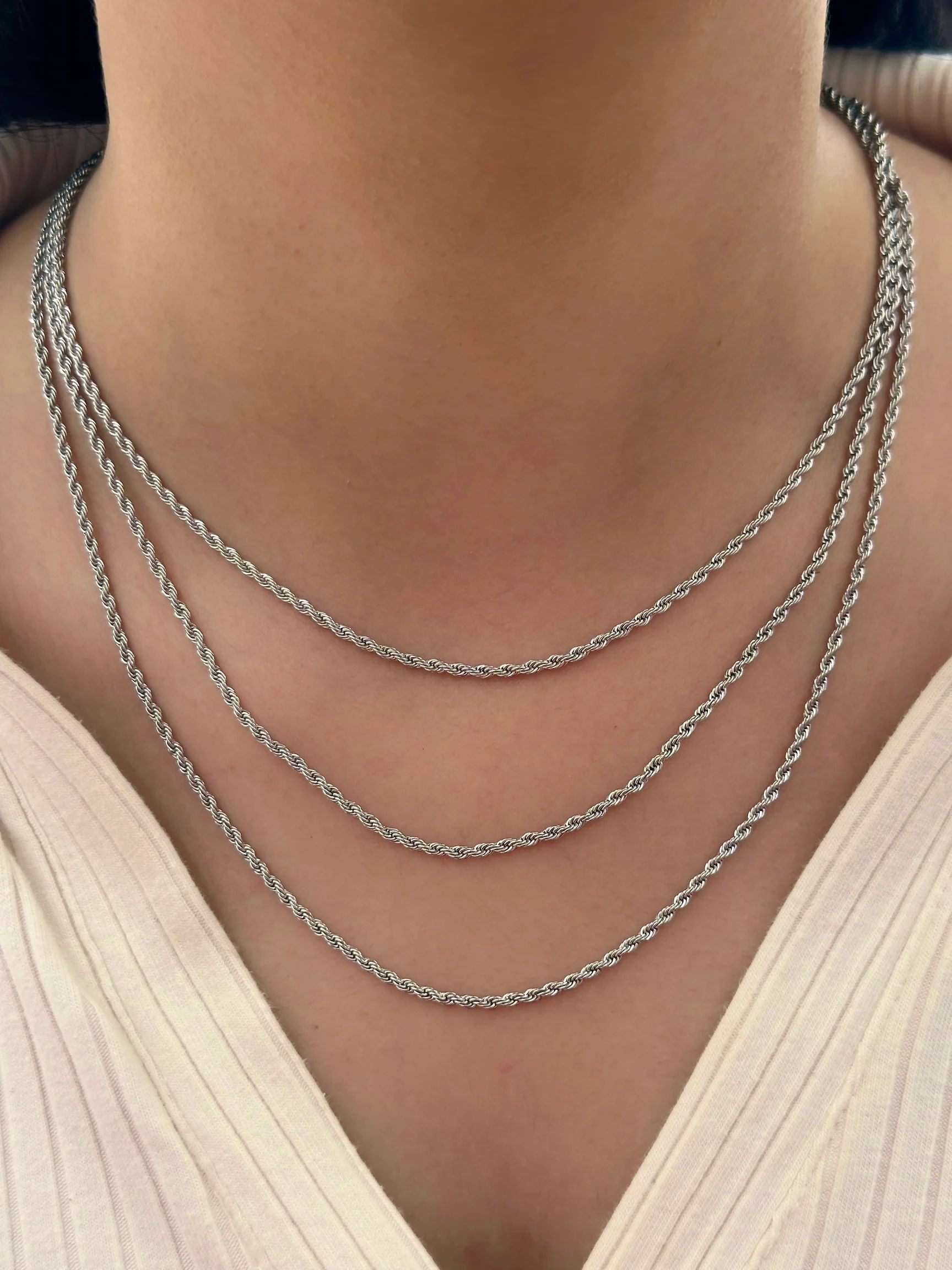 Çelik Silver Çoklu Kolye