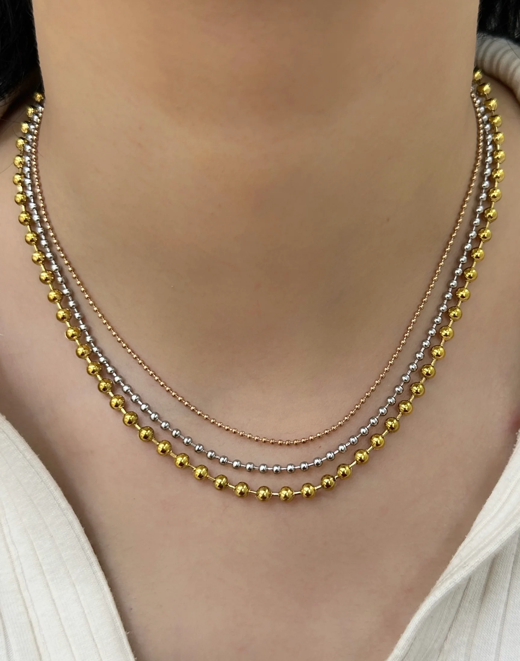 Çelik Üçlü Top Zincirli Kolye