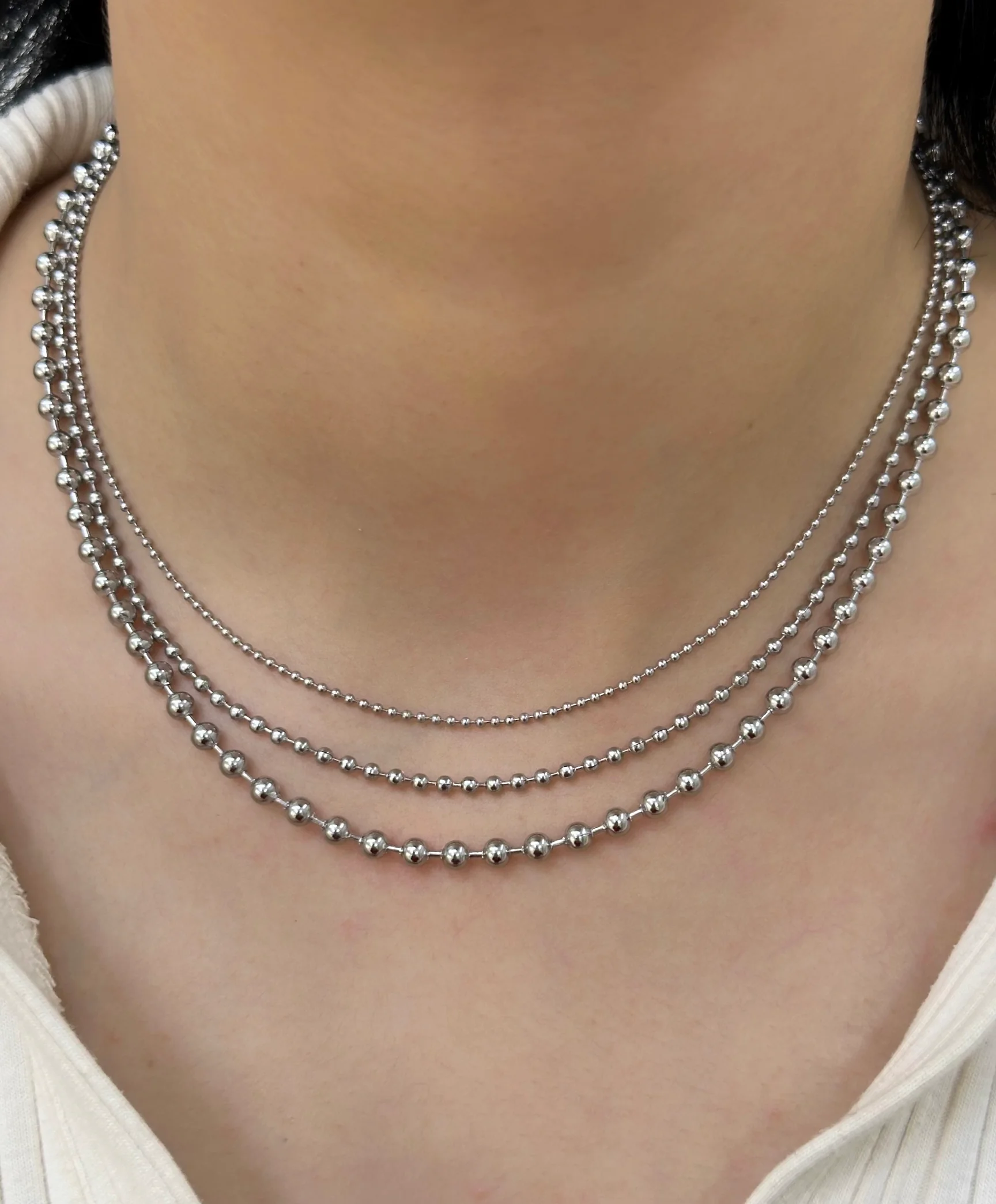 Çelik Top Zincir Üçlü Kolye Seti