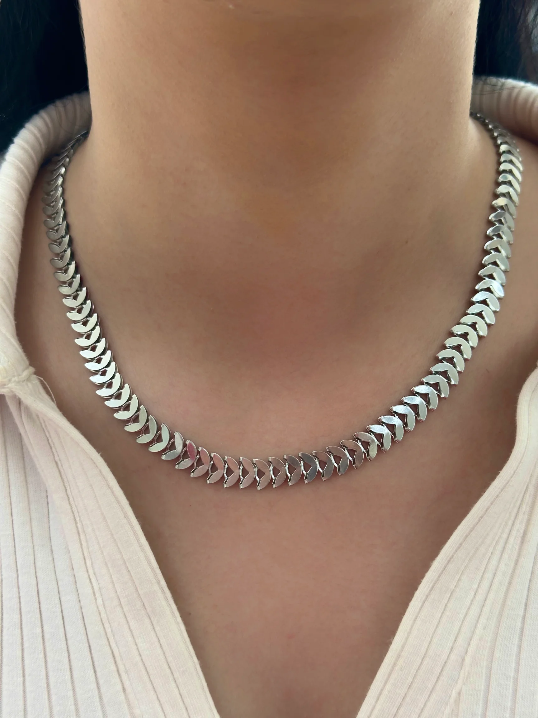 Çelik Silver Balik Sirti Zincir Kolye