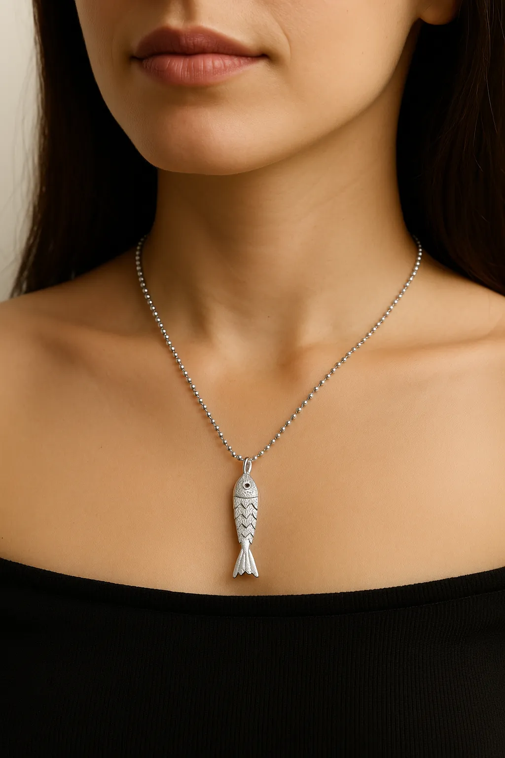 Boncuk Zincirli Balik Figürlü Kolye