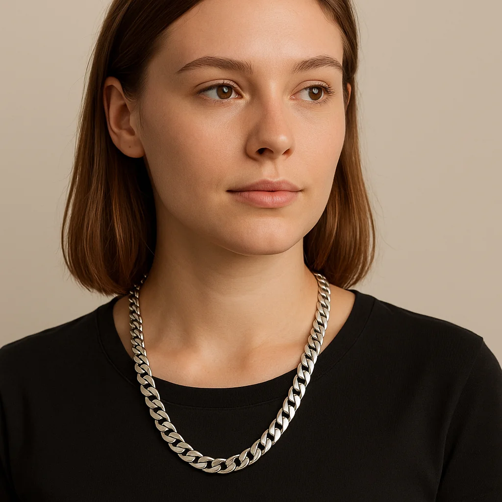 Iç Içe Geçisli Çelik Halka Zincir Kolye